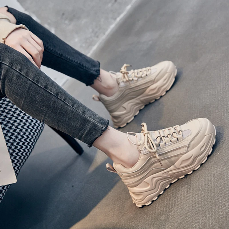 Кроссовки женские на толстой подошве кроссовки плоской для бега из