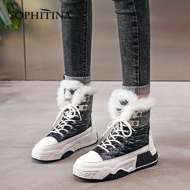 

Женские кожаные кроссовки на платформе SOPHITINA, теплая Повседневная обувь на высоком каблуке, с круглым носком, средней высоты, SO756, зимний сез...