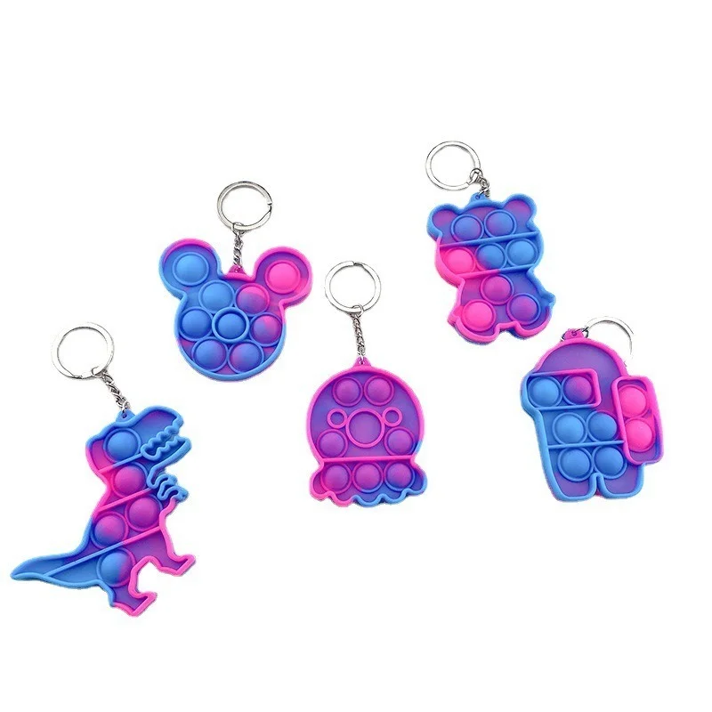 

Mini Fidget Bubble Keychain Sensory Toys Keychain Autism Squishy Stress Reliever Toys For Adults Kids Relief Mini Push Toys