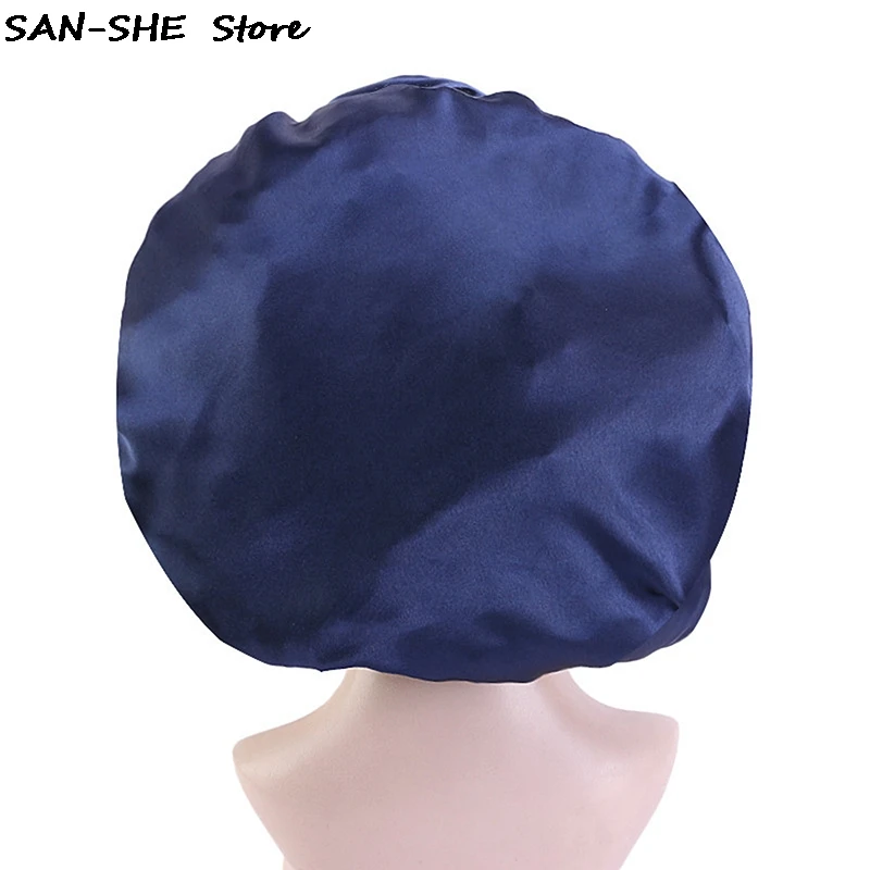

New Fashion Big Size Satin Silk Bonnet Sleep Night Cap Head Cover Bonnet Hat For Curly Springy Hair