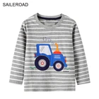 SAILEROADмодные футболки для детей, детская рубашка с машинками для мальчиков, осенняя футболка для мальчиков с длинными рукавами, От 2 до 7 лет блузка с принтом