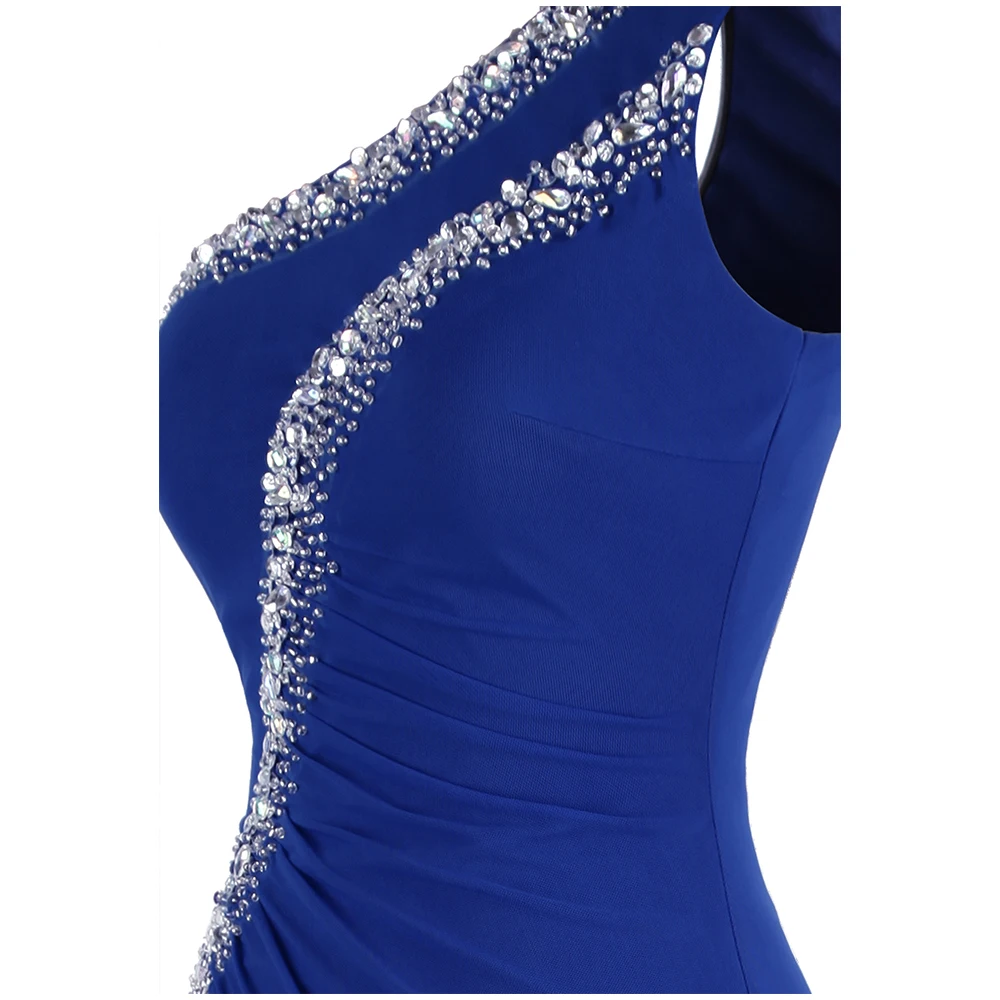 Angel fashions одно плечо Бисероплетение Кристалл Плиссированные Длинные Bodycon Тонкий