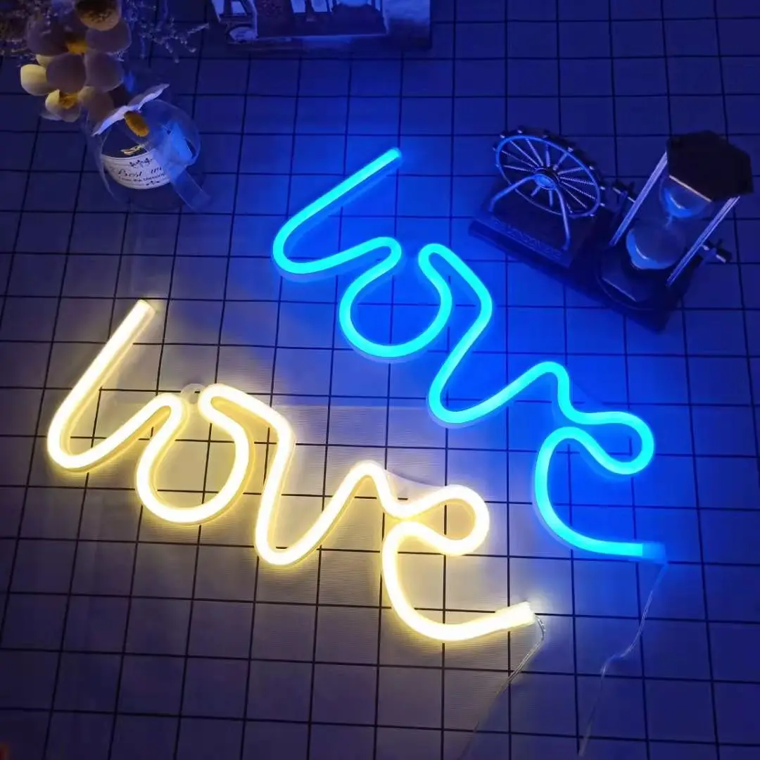 Love неоновый светильник знак светодиодный письмо ночника Батарея питаемые через