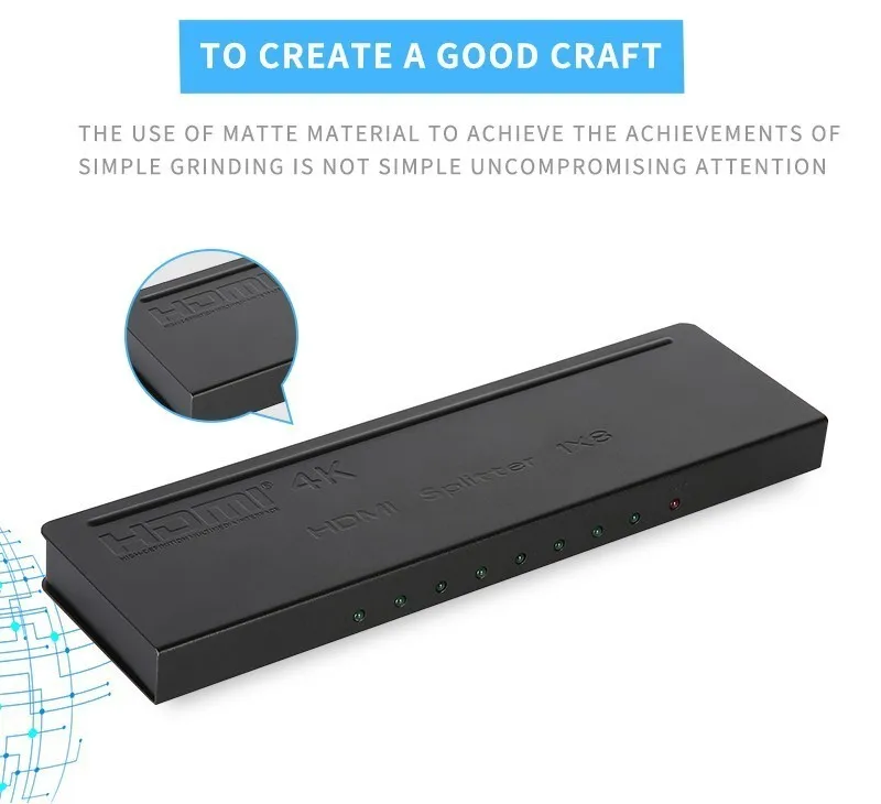 4K* 2k 1x8 HDMI 8 портов HDMI видео сплиттер аудио усилитель повторитель 3D 1080p 1 в до 8 выход 1x8 HDMI сплиттер конвертер HDTV