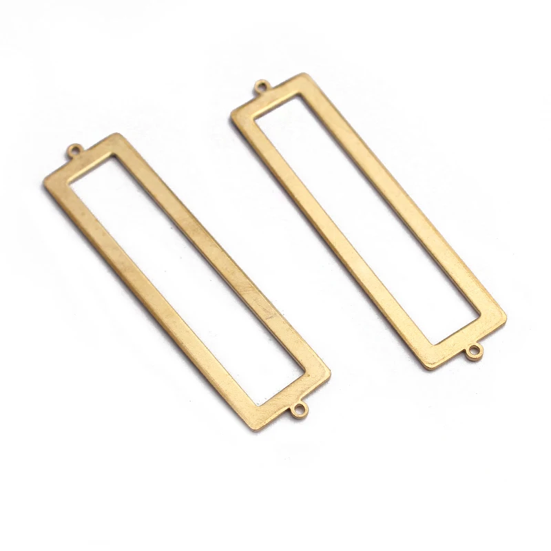 

10pcs Raw Brass Rectangle Hollow Frame Connectors Charms For DIY Bracelet Necklace Jewelry Findings Making 57*14mm