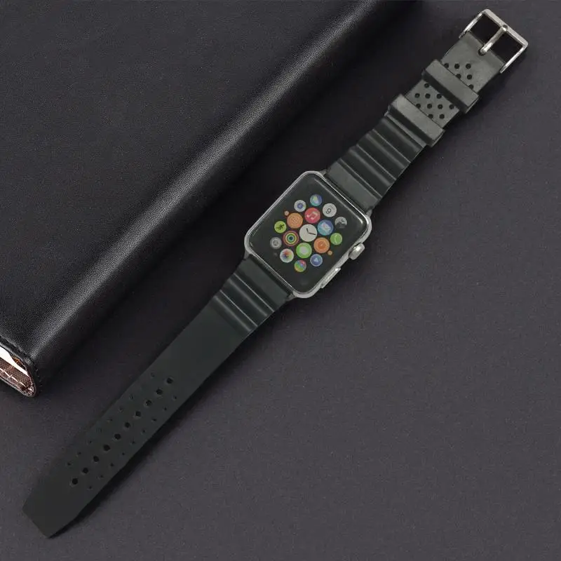 Удобный резиновый ремешок для Apple Watch 4 3 2 1 iWatch band 40 мм 44 38 42 мягкая силиконовая