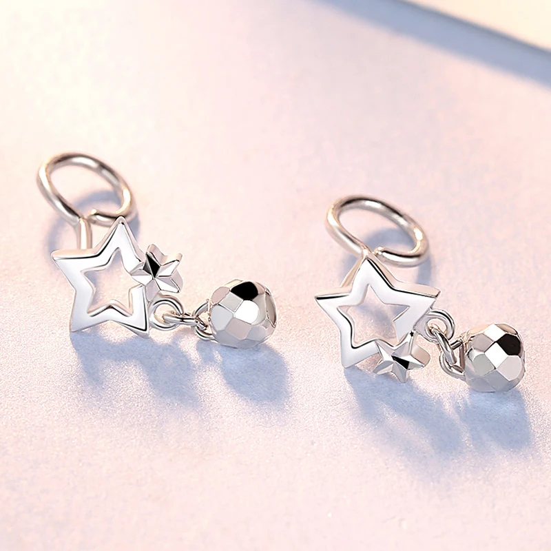 ADZ Pt950 чисто Золотые сережки настоящая платина твердые с блестящими звездами