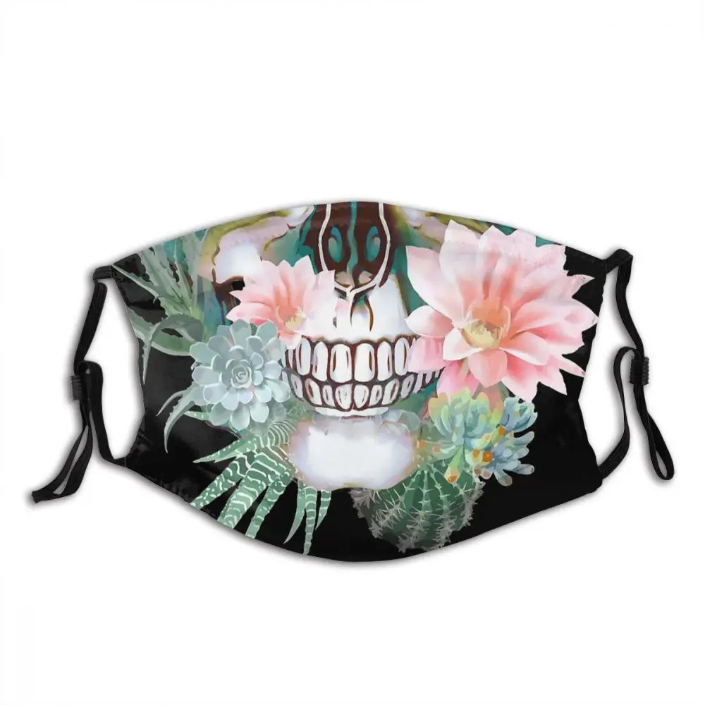 

Human Anatomy Skull Cactus Non Disposable Mouth Face Mask with Filter Anti Wind Dust Proof Polyester Protection Cover Respirator