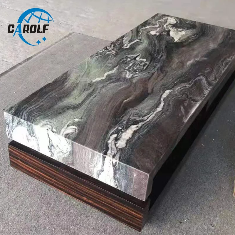 Лучшая цена домашняя мебель деревянный журнальный столик с зеленым мраморным