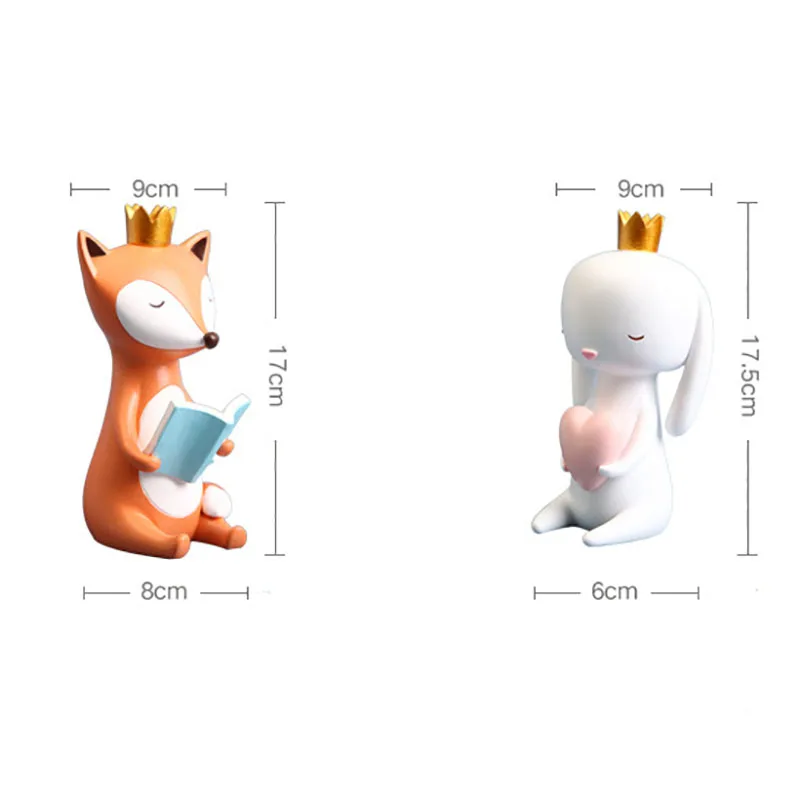 

VILEAD Resin Craft Fox Rabbit Statue Cute Animal Figurine Home Decor Living Room Bedroom Desktop Decoration Office Ornaments