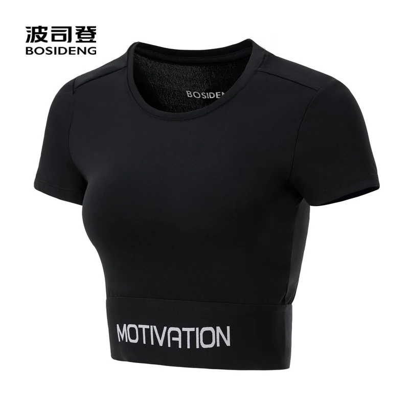 

BOSIDENG Summer Women Tshirt O-neck Slim tops sport tops summer wear B90222140