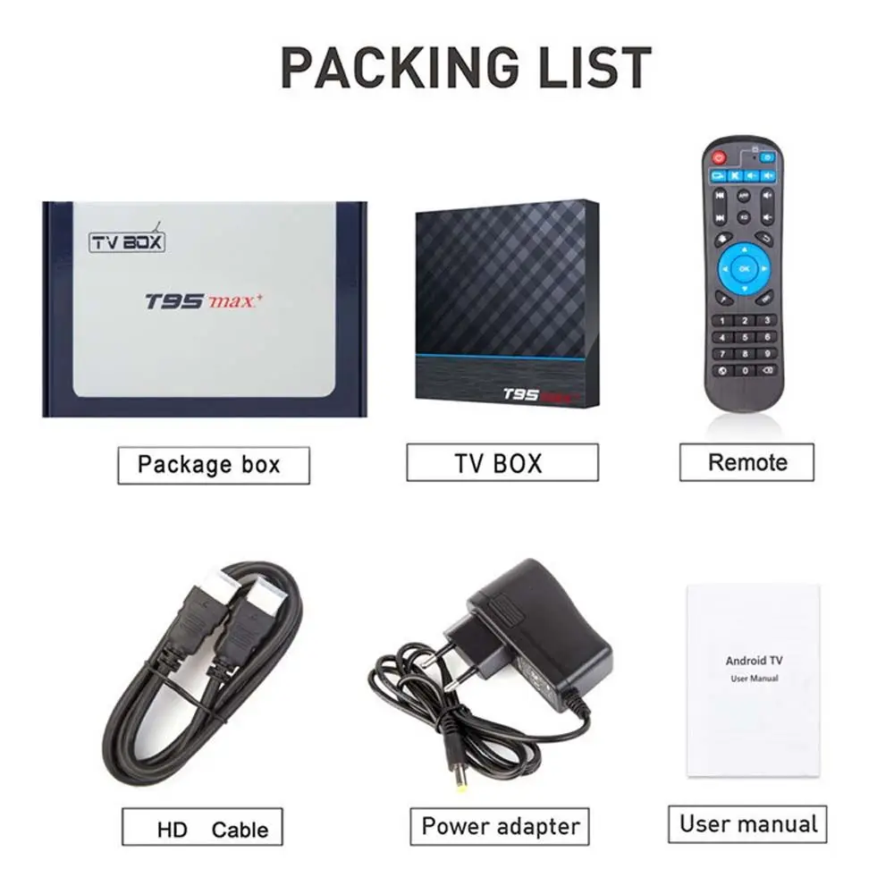 90 мультимедийный плеер 24G 5G WiFi 4 Гб RAM Quad Core T95 MAX Plus TV Box Set Top Media Player Smart | Электроника