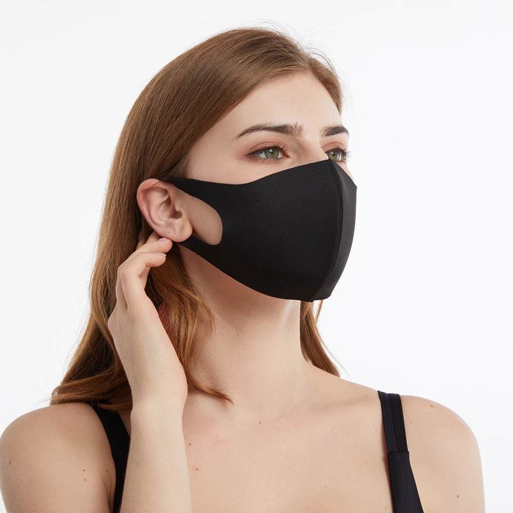 3D Ice Silk Washable Dust Proof Black Face Mask Breathable Super Soft Fashion Design Windproof Mouth-muffle Reusable Masks | Красота и
