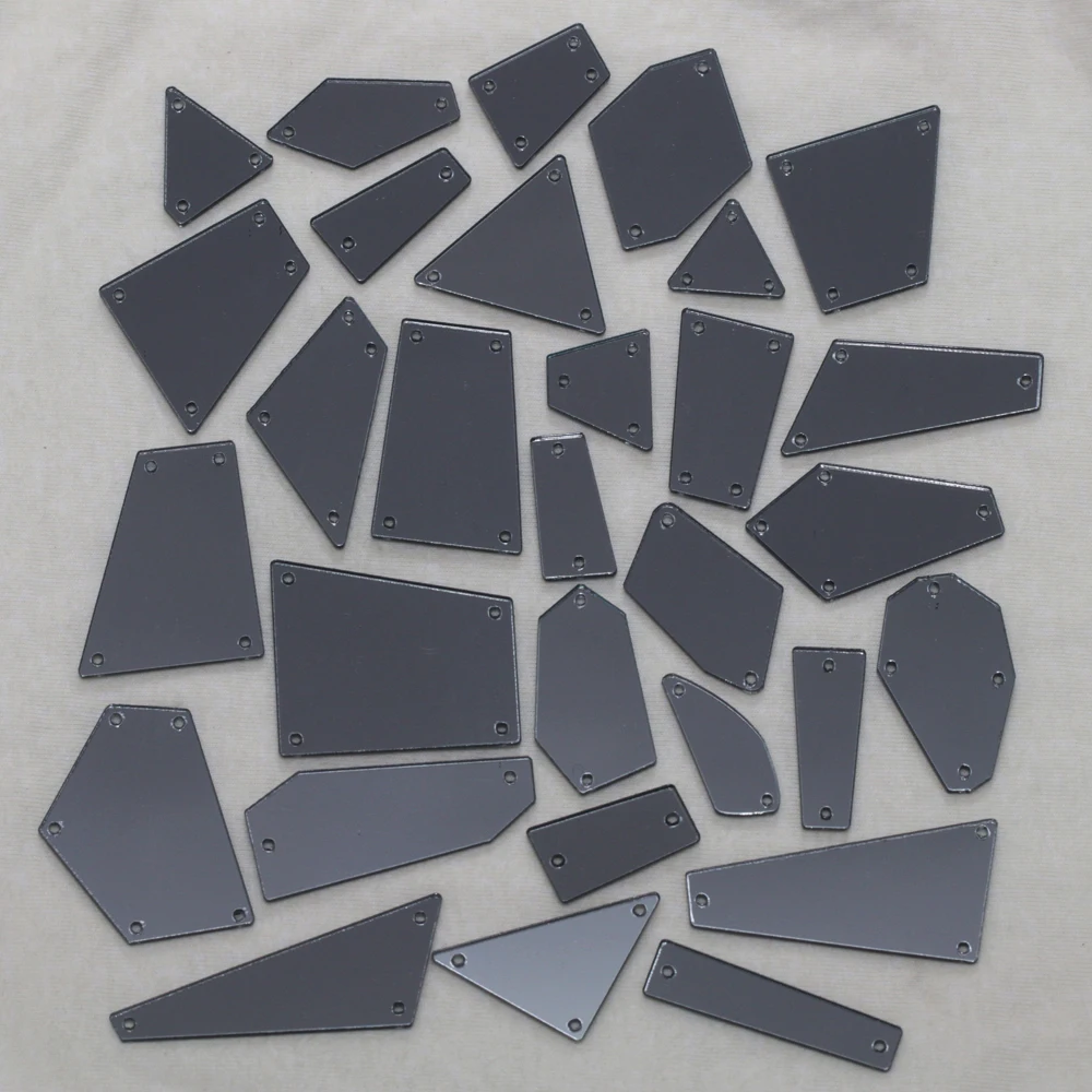 Серое акриловое зеркало пришивные стразы сделай сам плоское камни с отверстиями