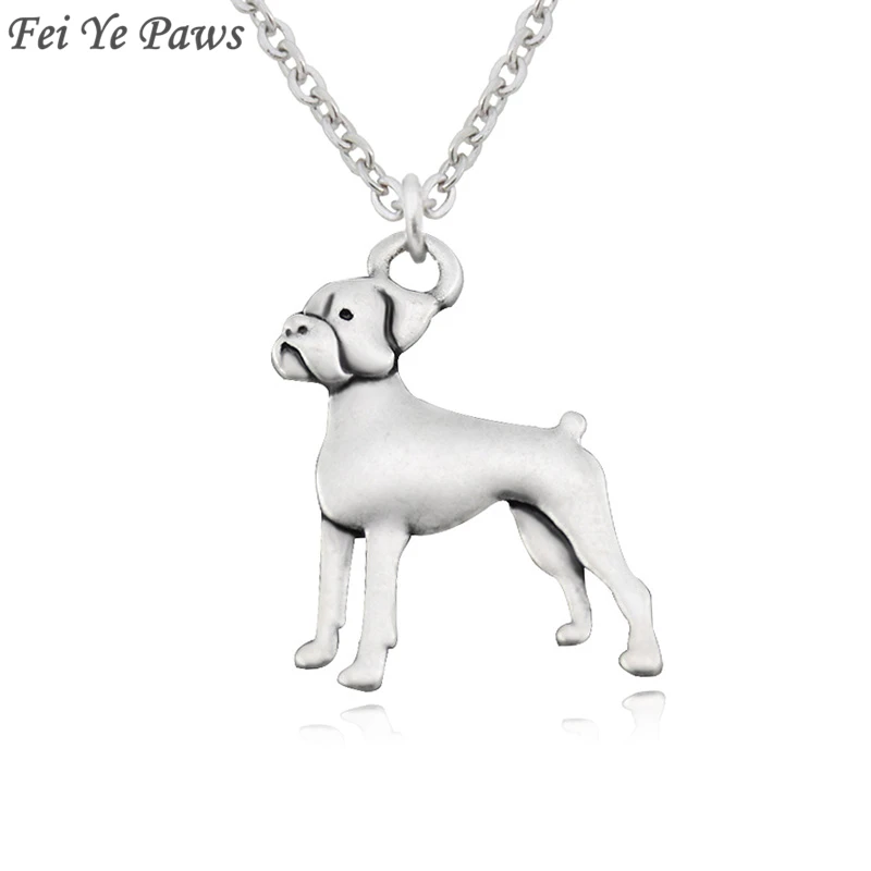 

Vintage 3D Boxer Dog Charms Pendant Stainless Steel Necklace Boho Long Chain Maxi Animal Colar Necklace For Women Men Gifts 2018