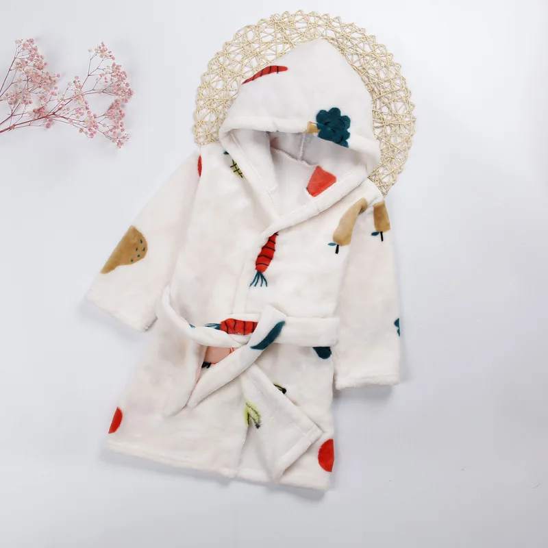 Халат детский с капюшоном и длинным рукавом мультяшный банный халат для