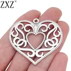 ZXZ 5 шт большие открытые подвески в форме сердца 2 сторонние для ювелирных изделий фурнитура 50x46мм