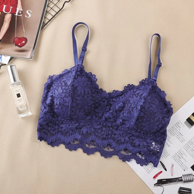 

WEPBEL Sexy Women and Girls Lace Bralette Bra Bustier Crop Tops Black Cropped Blusas Vest Halter Tank Haut Femme