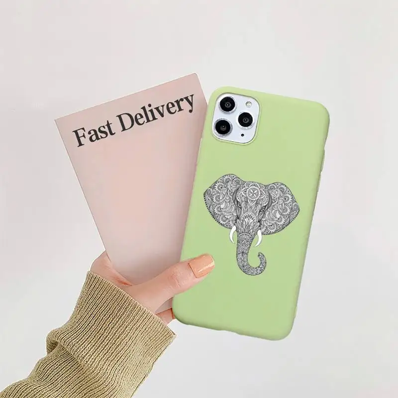 

Animal elephant giraffe Phone Case Candy Color for iPhone 6 7 8 11 12 s mini pro X XS XR MAX Plus