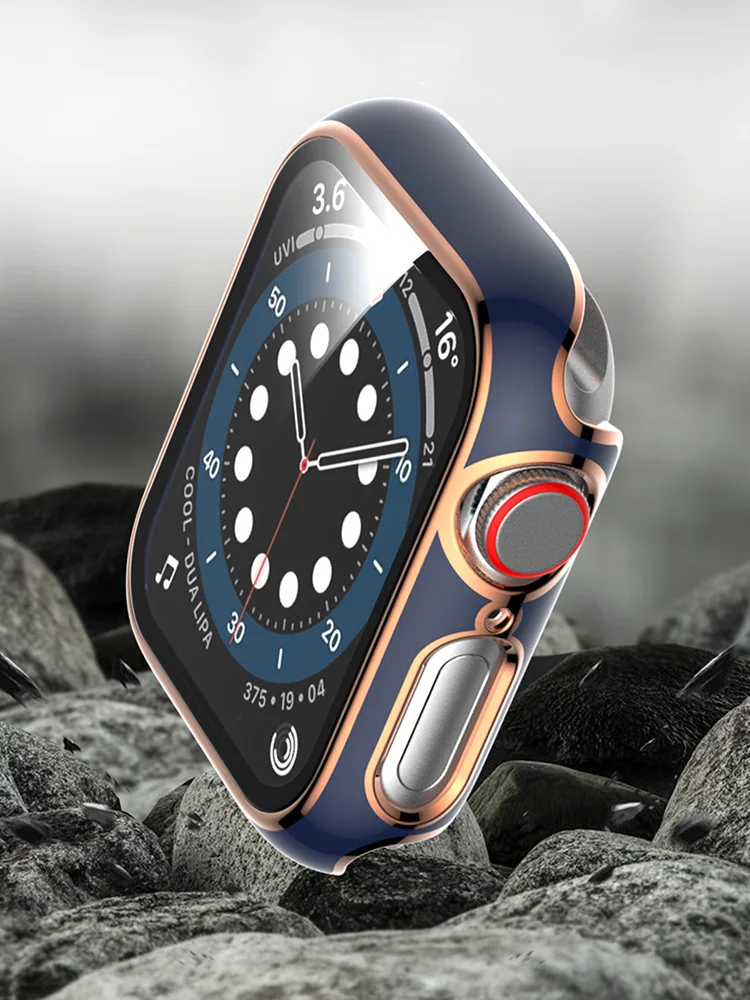 

New Hard Bumper Case 360-degree Full Coverage Hard PC Cover For Apple Watch Series 6 5 4 3 SE 44mm 40mm HD Tempered Glass Shell