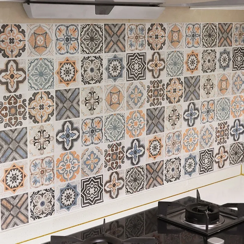 

Kitchen Vinyl Anti-Oil Bathroom High Temperature Wall Stickers Waterproof Self-Adhesive Wallpapers Thick Tile Stickers 3d Wall