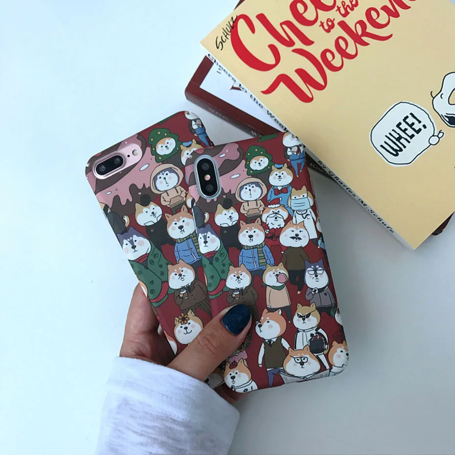 Original Illustration Case for iPhone 7 x xr xs 6 6s 8 6Plus 7Plus 8Plus XSMAX Hard PC Frosted touch Internet celebrity dog |