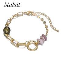 yellow gold circle bracelets handmade resin jewelry irregular stone olive beads bracelet women infin bracelet gold jewelry