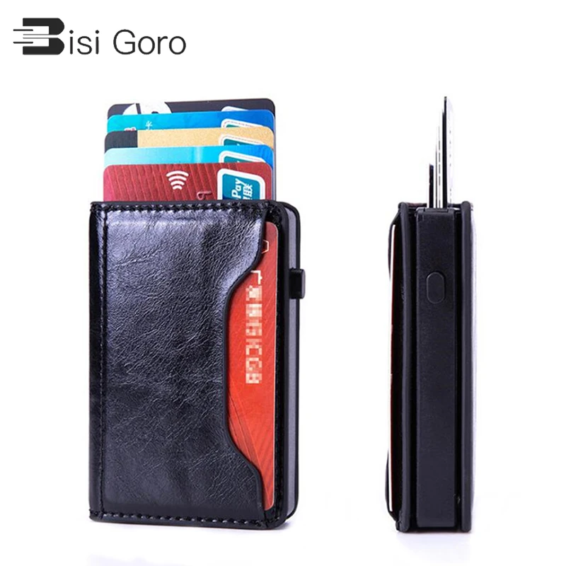 BISI GORO/2021 Новый чехол Визитница RFID Алюминиевый бумажник с отделением для карт