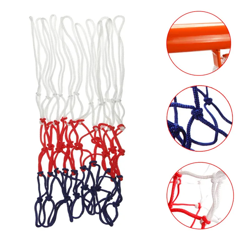 Redes de baloncesto de nailon resistentes al desgaste para uso en exteriores, Red de baloncesto resistente de repuesto, resistente y resistente, compatible con llantas estándar