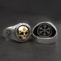 european and american style retro domineering skull mens ring trend hip hopgold and silver plated two colorpunk rock mens ring