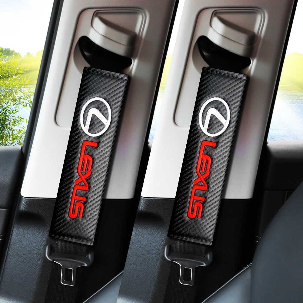 

2pcs Car Styling Seat Belt Cover Carbon Fiber Leather Shoulder Protection Cover Accessories For Lexus IS250 IS300 RX330 RX350 UX