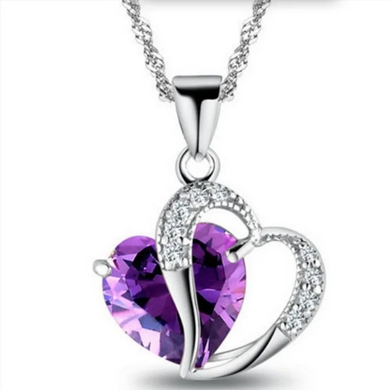 

2020 New Jewelry Korean Peach Heart Zircon Crystal Necklace Clavicular Chain Sweater Chain Necklace For Women