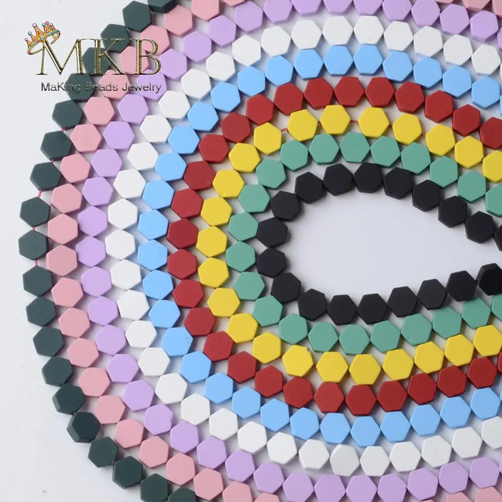 

13Colors 6mm Natural Hematite Stone Matte Rubber Hexagon Beads For Jewelry Making Spacer Loose Beads Diy Bracelet Jewellery 15"
