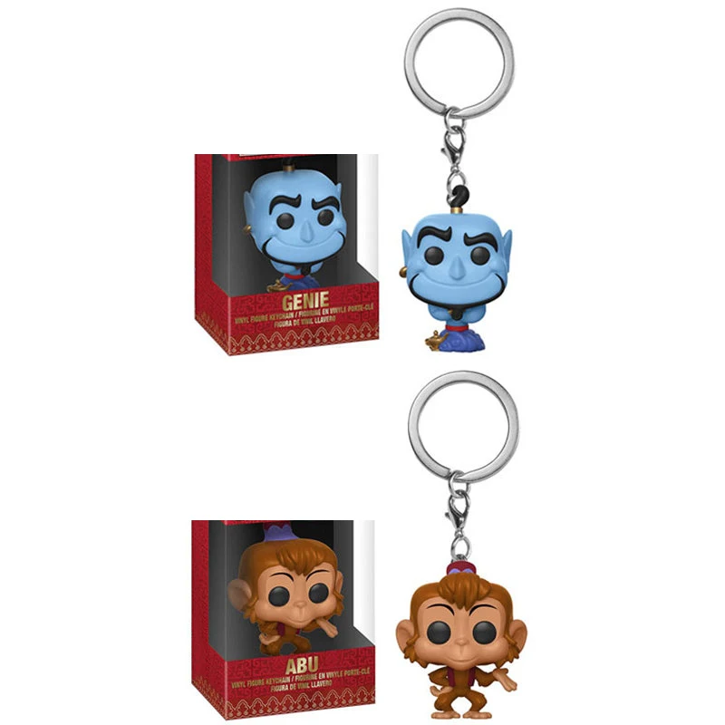 FUNKO Disney мультфильм Карманный Брелок Aladdin & Genie Abu виниловые экшн фигурки
