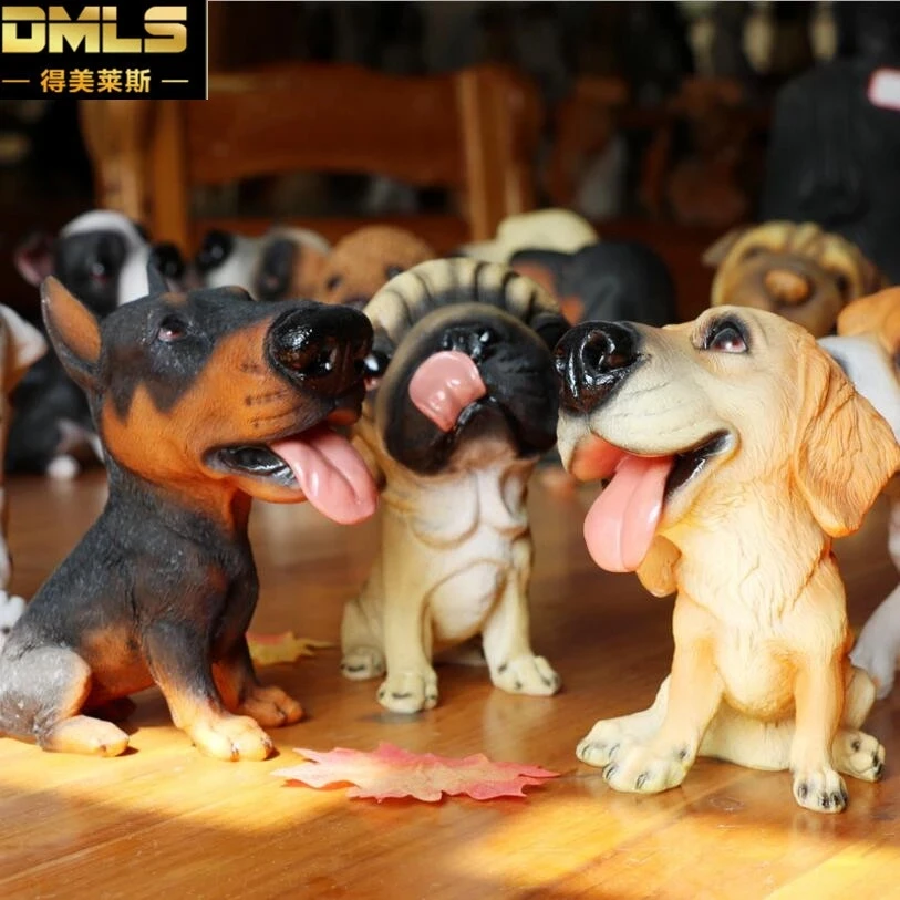 

Cute Animal Dog Small Statue Figurines Resin Models Baby Dog Home Decoration Crafts Children Toy Home Car Punny Artware Ornament
