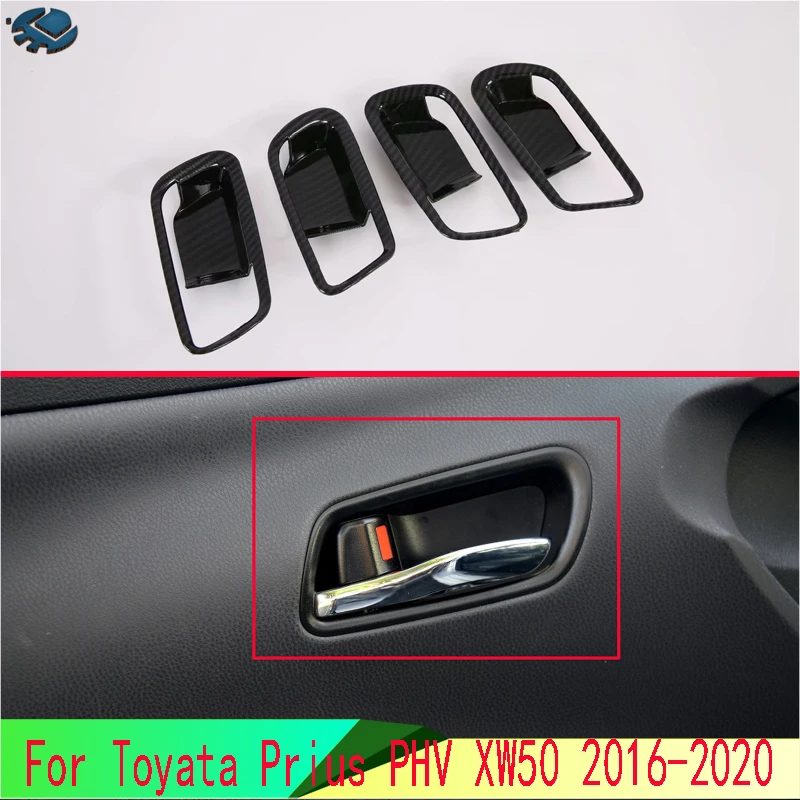 

For Toyata Prius PHV XW50 2016-2020 Car Accessories Carbon Fiber Style Inner Door Handle Cover Catch Bowl Trim