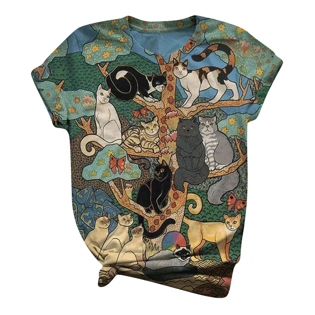 

2021 Plus Size Women Short Sleeve 3d Animal Printed O-neck Tops Tee T-shirt Magliette Donna Harajuku Kawaii#Q