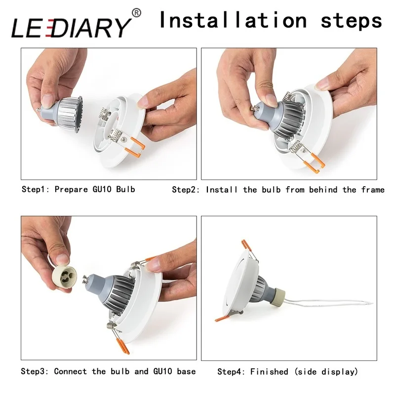 

LEDIARY 10pcs White GU10 Downlight Fitting without Bulb Round Spot Ceiling Recessed Light Fixture MR16 Downlight Mounting Frame