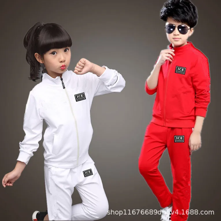 Спортивный костюм для мальчиков и девочек кофта с длинным рукавом штаны комплект