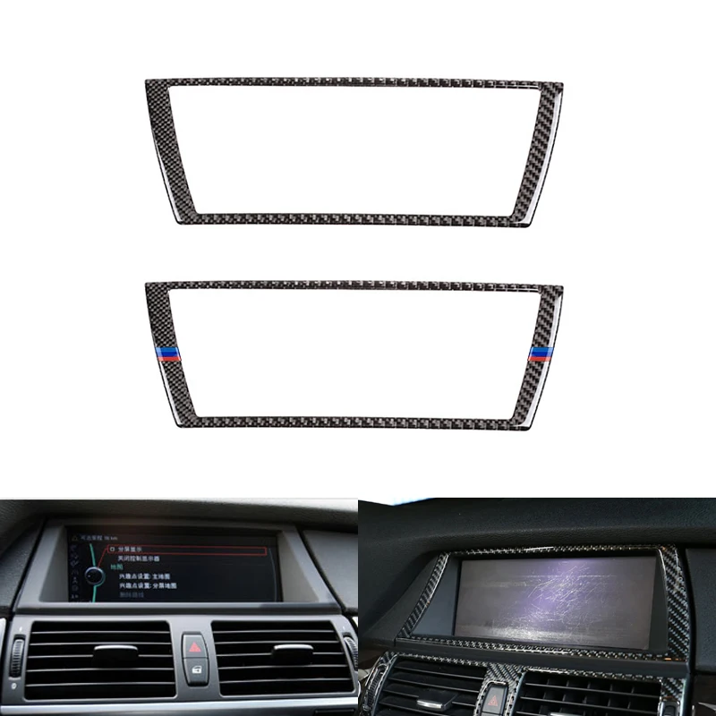 

Car Styling Real Carbon Fiber Center Console Navigation Panel Cover Trim For BMW X5 E70 X6 E71 2008 2009 2010 2011 2012 2013