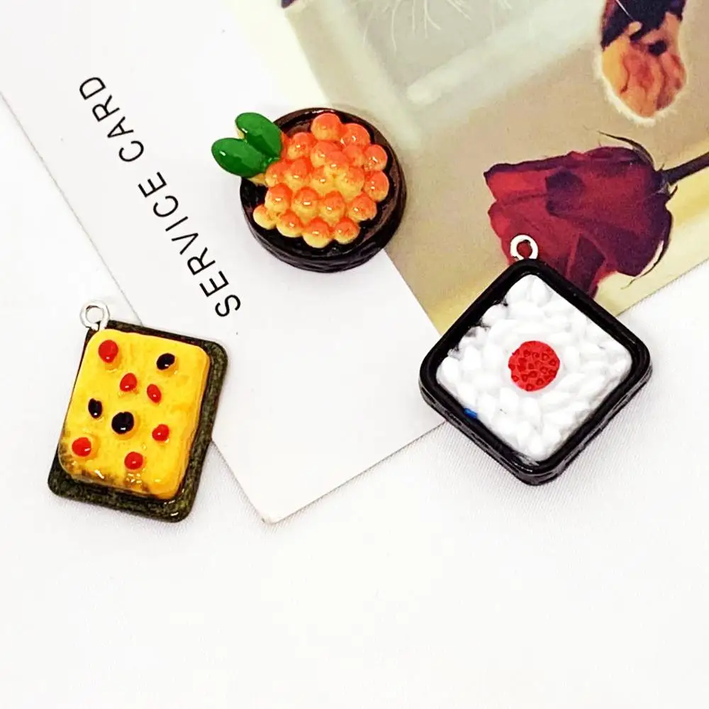 6 шт. имитация рисовых шариков для суши из смолы японской кухни, подвески для создания украшений DIY, серьги, брелки для ключей, аксессуары для телефонов.