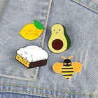 Броши с эмалью в виде мультяшных животных, пчелы, кота, авокадо, лимона, милые забавные креативные значки, булавка для отворота, джинсовой сумки, модное Ювелирное Украшение