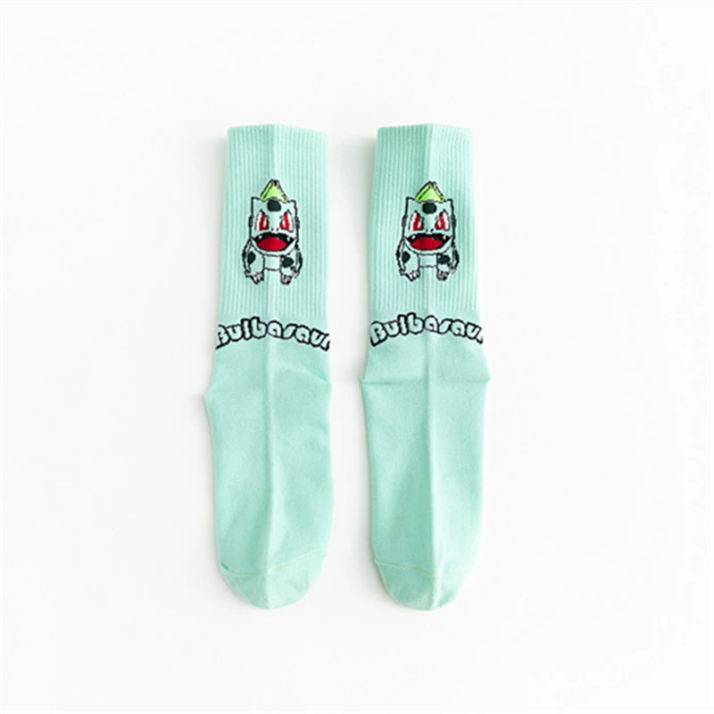 green CHAOZHU для женщин девочек модный детский мультфильм Пикачу Дженни черепаха маленький огонь Дракон Мода хип хоп улица смешные носки Харадзюку - Цвет: green