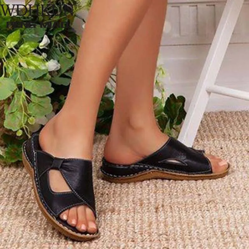 

2021 Summer Shoes Woman Flat Platform Sandals Women Soft Leather Casual Fashion Open Toe Gladiator Wedges Women Shoes