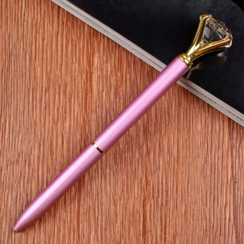 Light Purple Металлический чехол, шариковая ручка, бриллиантовое кольцо в карате, кристальная ручка для леди, свадьбы, офиса, школы, подарок, шариковая ручка, розовое золото - Цвет: Light Purple