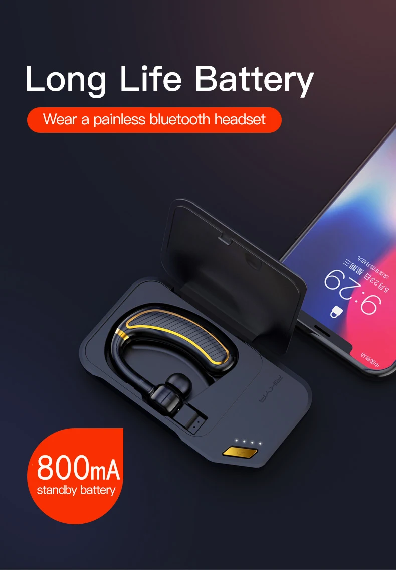 Handsfree Bluetooth наушники Автомобильная беспроводная гарнитура с Bluetooth наушники для телефона наушники с микрофоном громкой связи беспроводные наушники