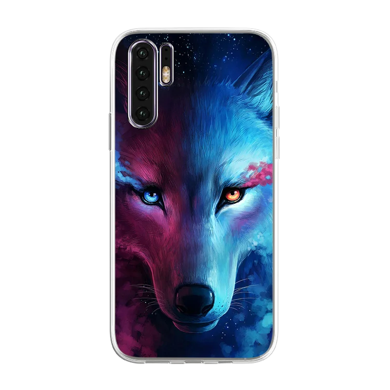 

TPU Soft Silicone Phone Case for Huawei Y9A Enjoy 7 7S 8E 8 PLUS Honor 4C 6A 6C V8 8Pro V9 Play Cool Wolf Printing Phone Covers