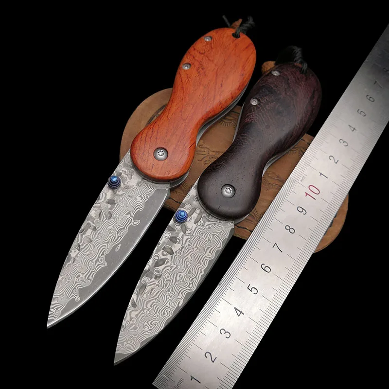 Дамасский стальной складной нож 60HRC военный для выживания кемпинг тактические