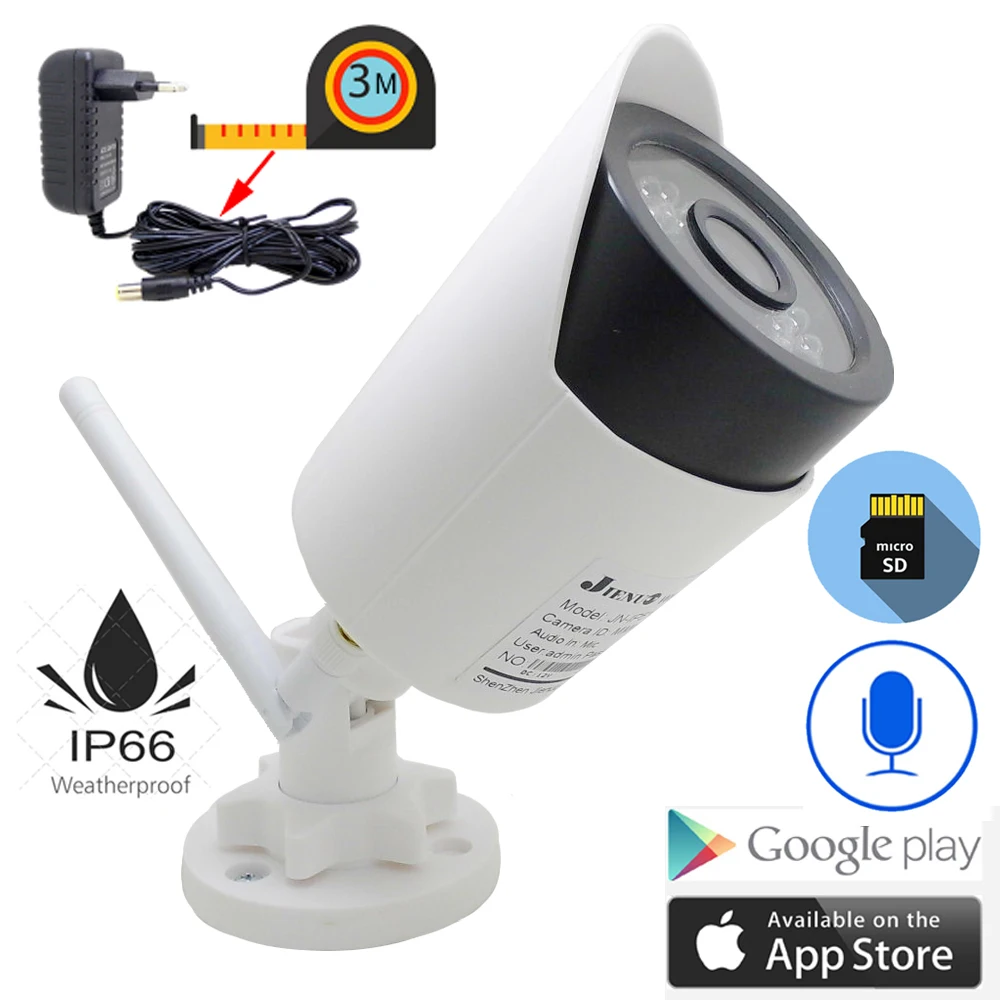IP Камера Wi-Fi 1080P HD 720P наружного видеонаблюдения 3 метра Мощность адаптер