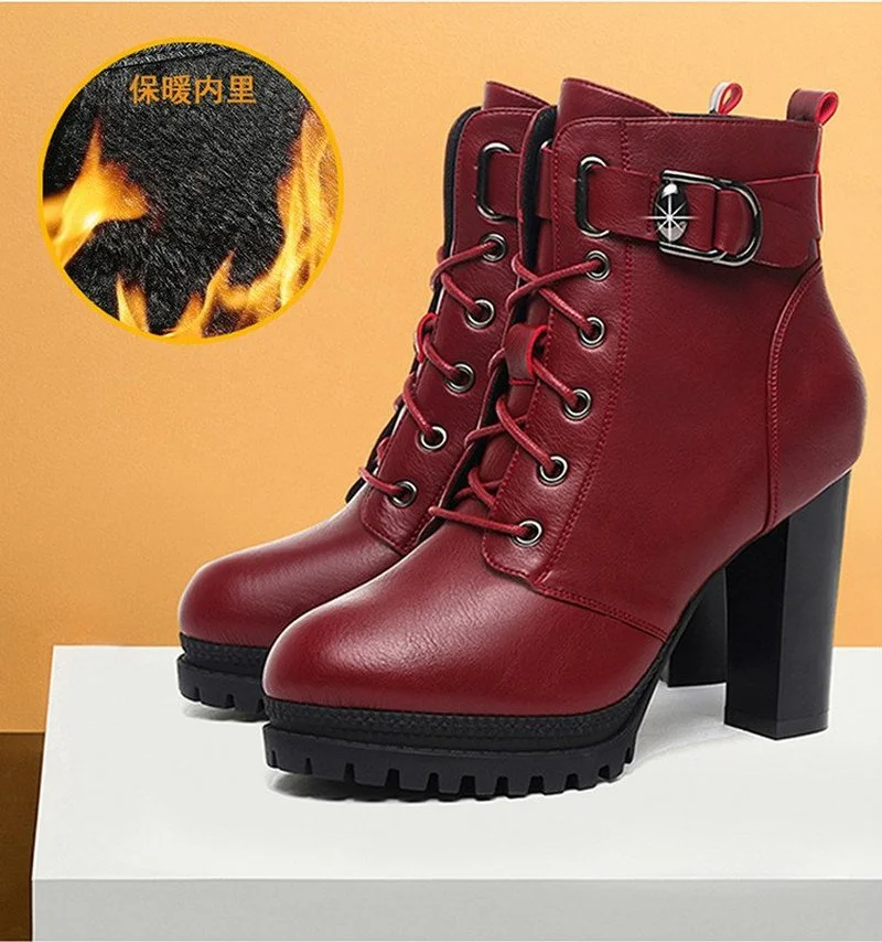 

2021 winter new Martin boots women's short boots plus velvet thick-soled high heels women's thick-heeled short-tube women's boot